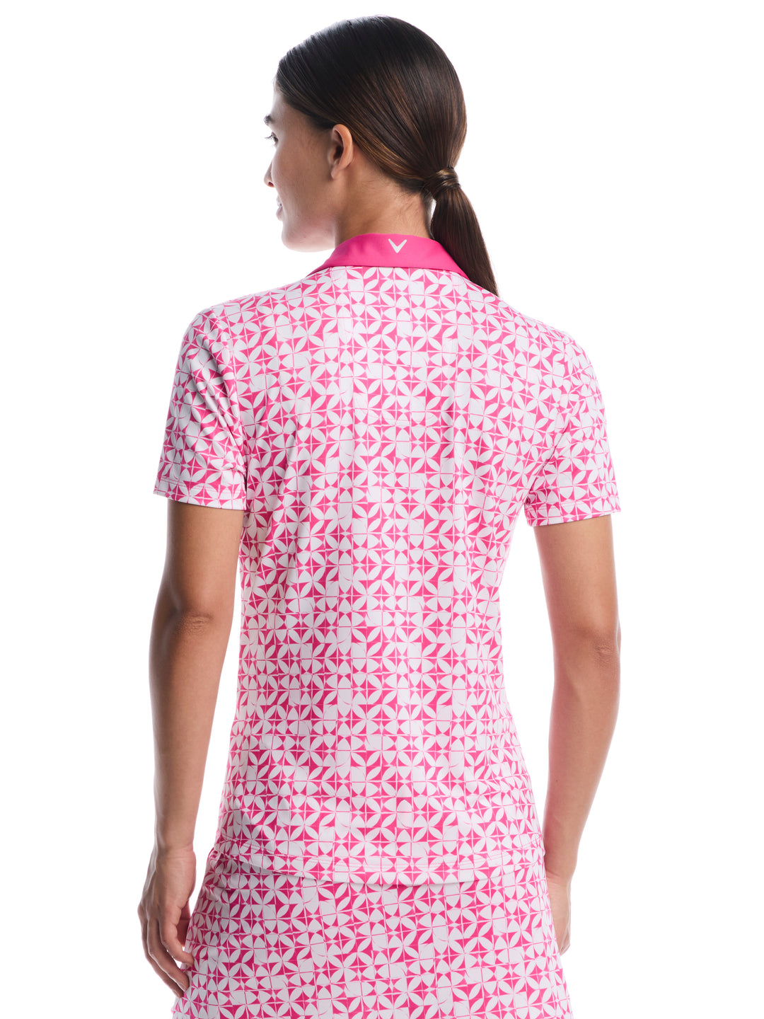 Womens Geometric Print Golf V-Neck Polo-Polos-Callaway