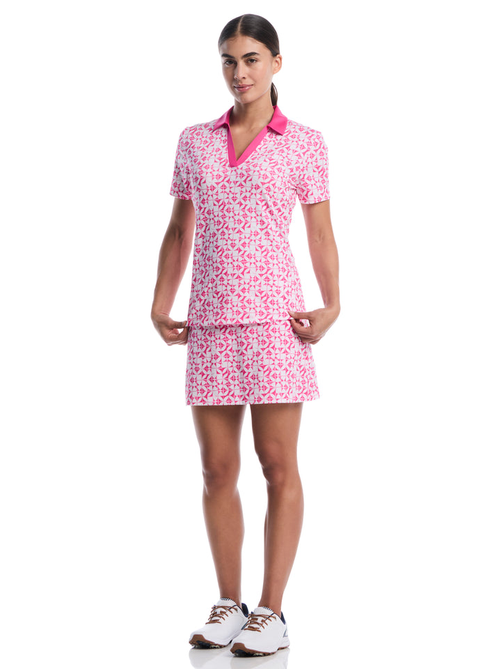 Womens Geometric Print Golf V-Neck Polo-Polos-Callaway