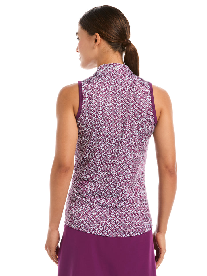 Womens Geometric Print Mock Neck Polo-Polos-Callaway