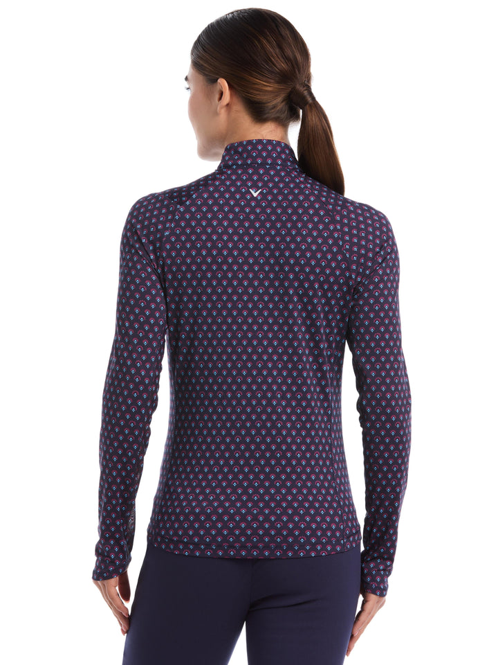 Womens Gradient Geometric Sun Protection Shirt (Peacoat) 
