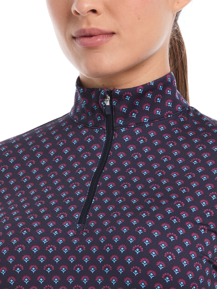 Womens Gradient Geometric Sun Protection Shirt (Peacoat) 
