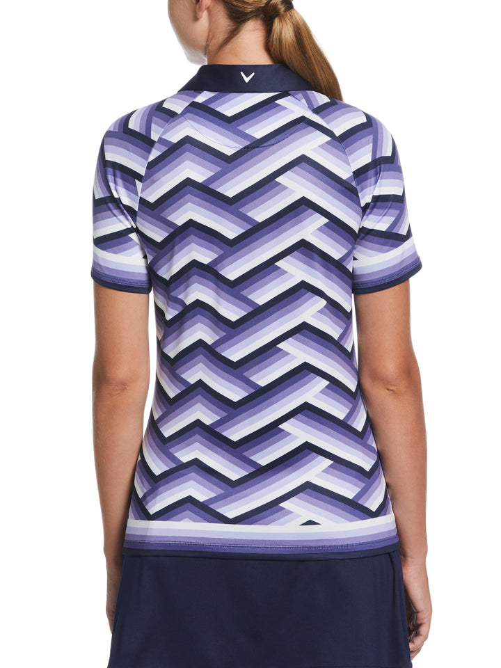 Women's Gradient Stripe Short Sleeve Golf Polo (Peacoat) 