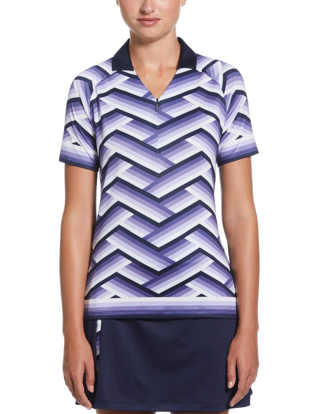 Women's Gradient Stripe Short Sleeve Golf Polo (Peacoat) 