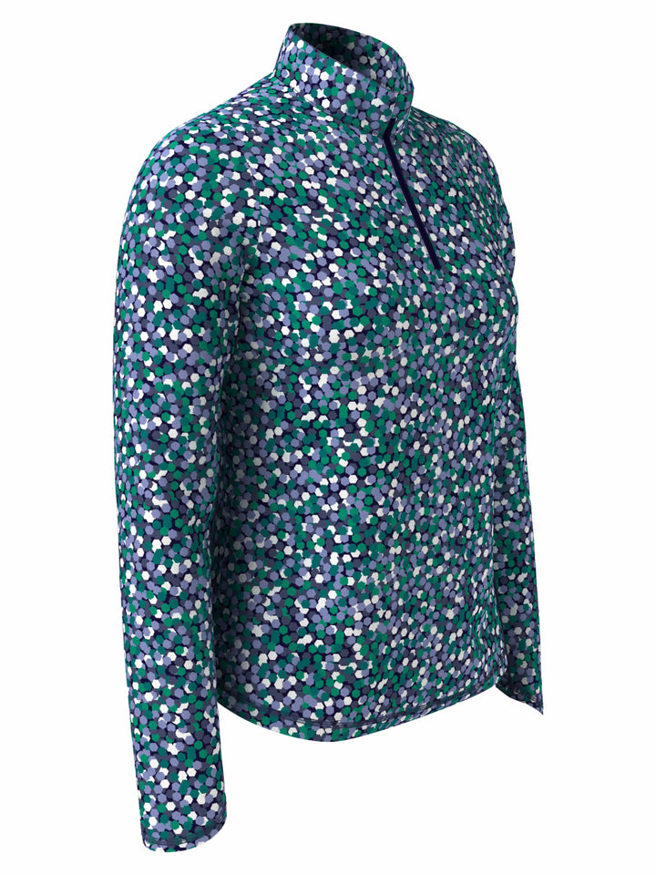 Hexagon Confetti Print Sun Protection 1/4 Zip Golf Pullover (Peacoat) 