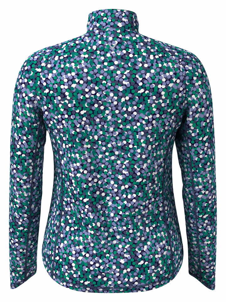 Hexagon Confetti Print Sun Protection 1/4 Zip Golf Pullover (Peacoat) 