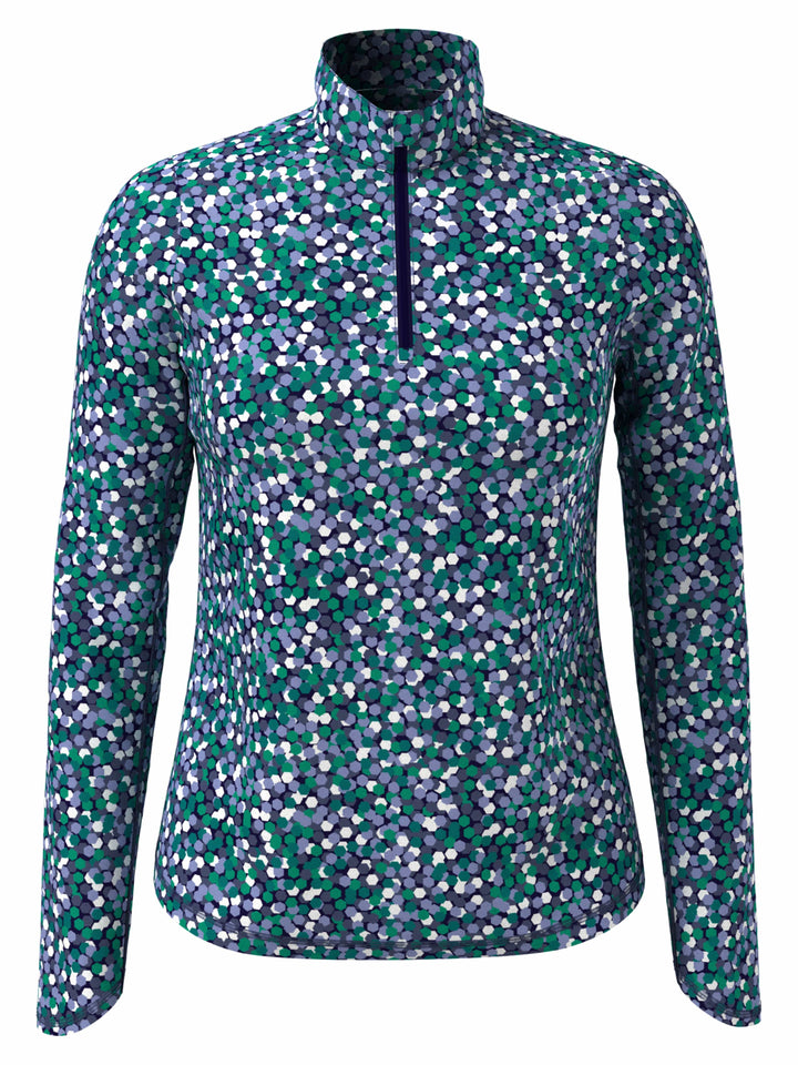 Hexagon Confetti Print Sun Protection 1/4 Zip Golf Pullover (Peacoat) 