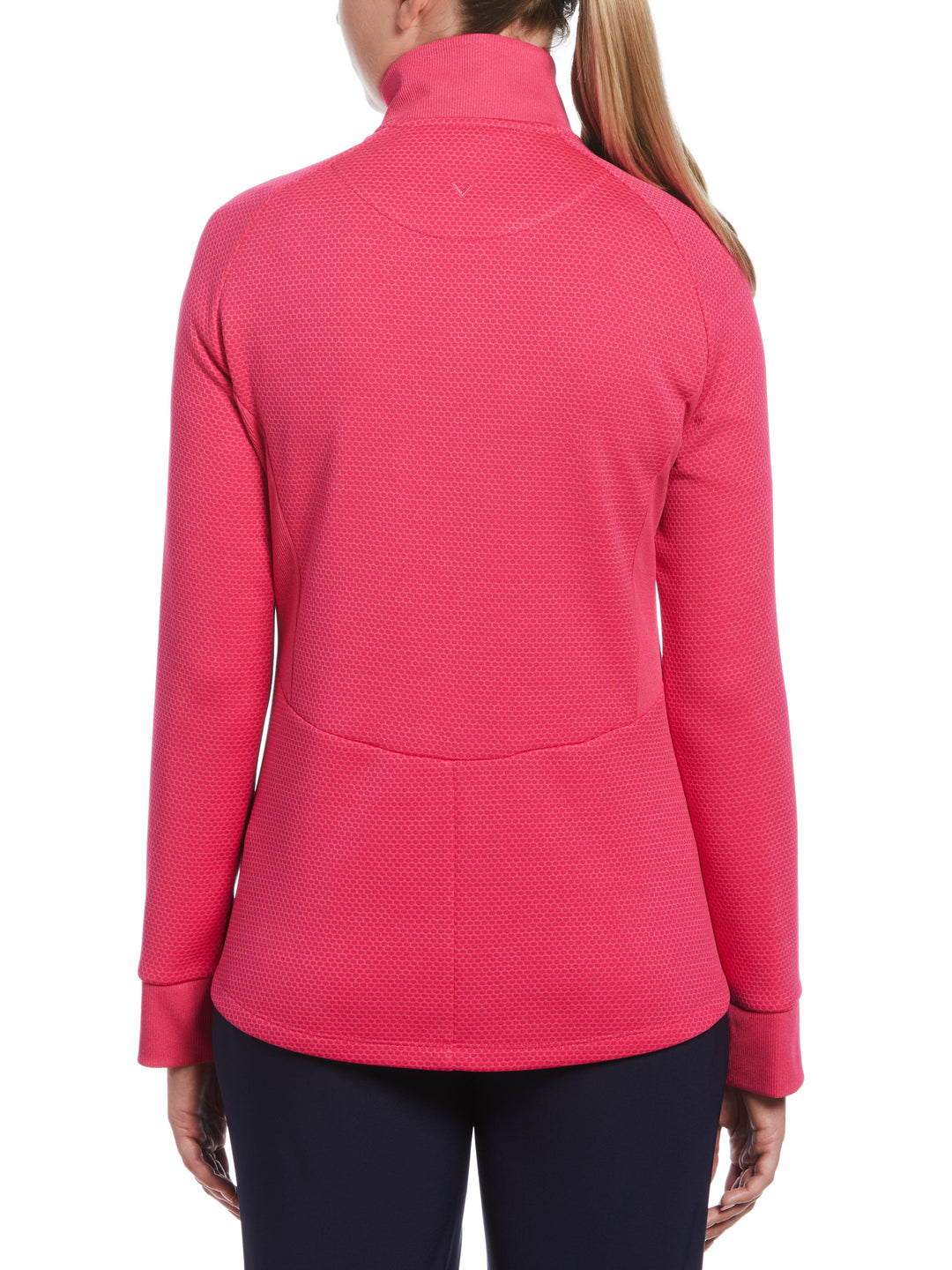 Women's Hexagon Heather Fleece Long Sleeve Golf Jacket (Pink Peacock Htr) 