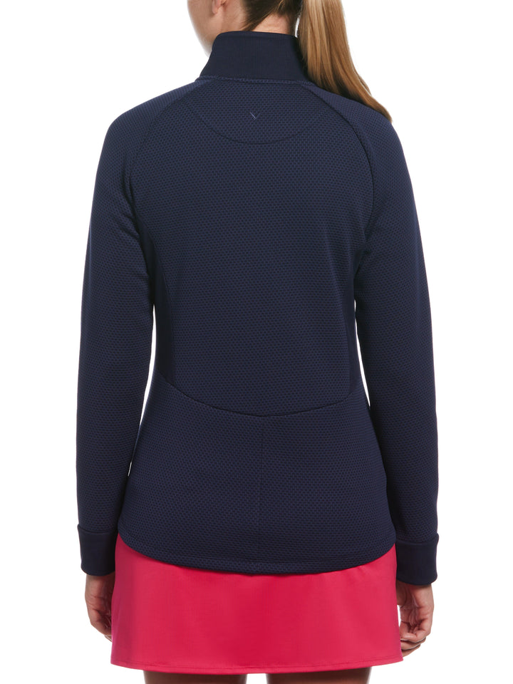 Women's Hexagon Heather Fleece Long Sleeve Golf Jacket (Peacoat) 