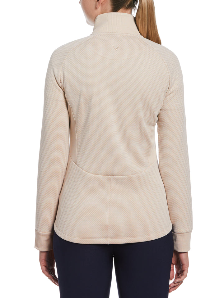 Women's Hexagon Heather Fleece Long Sleeve Golf Jacket (Chateau Gray Htr) 