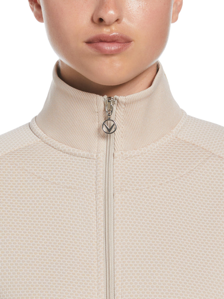 Women's Hexagon Heather Fleece Long Sleeve Golf Jacket (Chateau Gray Htr) 