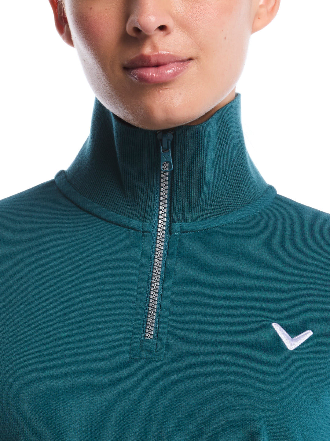 Lightweight Cropped 1/4 Zip Golf Shirt with Side Slits (Atlantic Deep) 