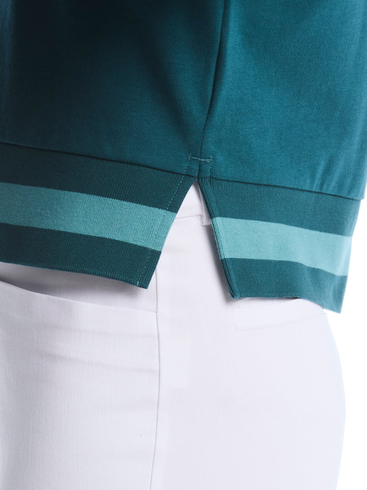 Lightweight Cropped 1/4 Zip Golf Shirt with Side Slits (Atlantic Deep) 