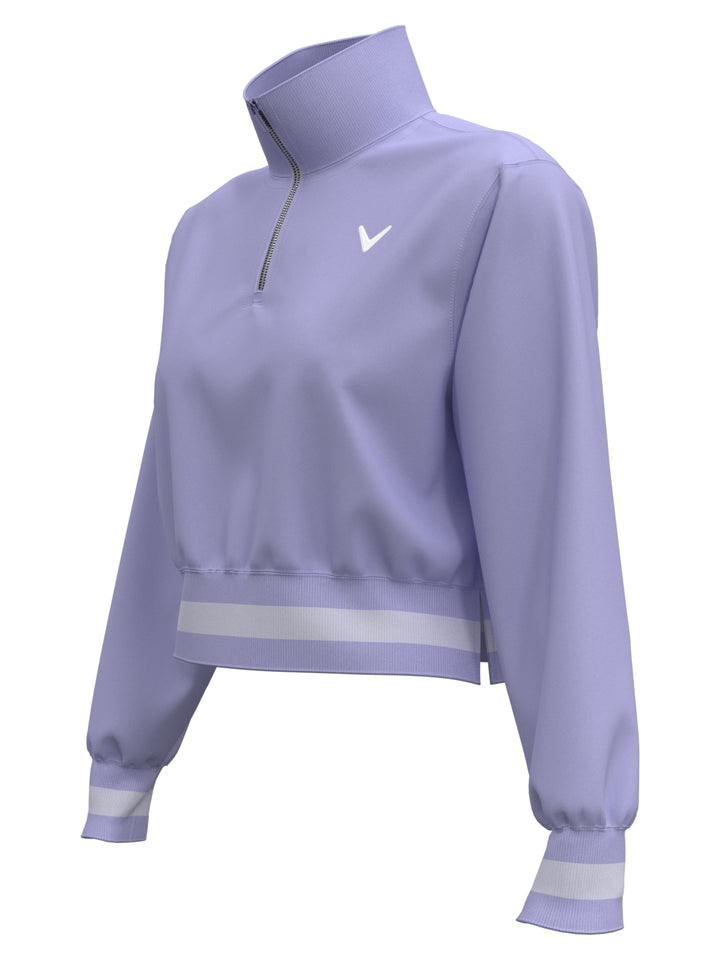 Lightweight Cropped 1/4 Zip Golf Shirt with Side Slits (Spring Lavender) 