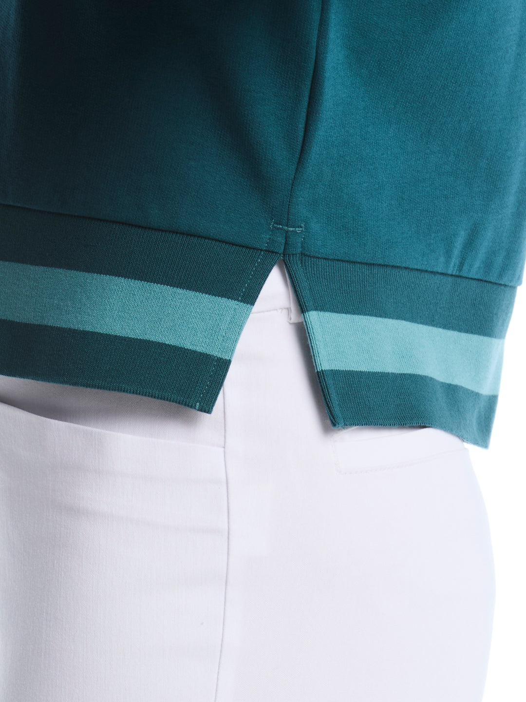 Lightweight Cropped 1/4 Zip Golf Shirt with Side Slits (Atlantic Deep) 