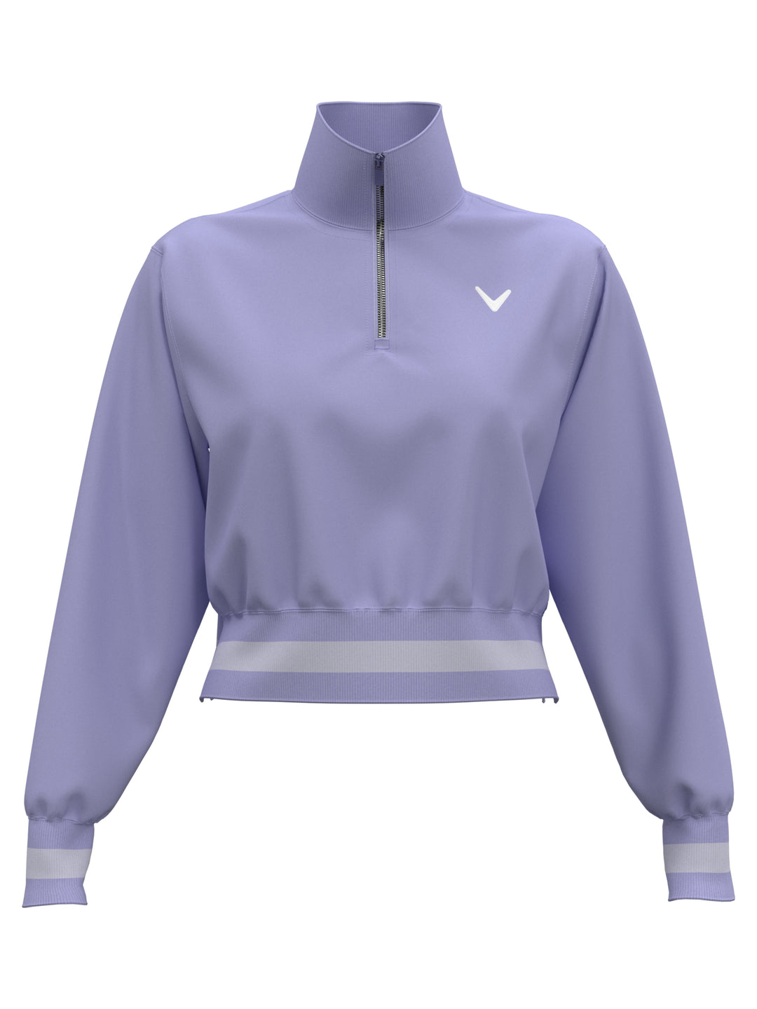 Lightweight Cropped 1/4 Zip Golf Shirt with Side Slits (Spring Lavender) 