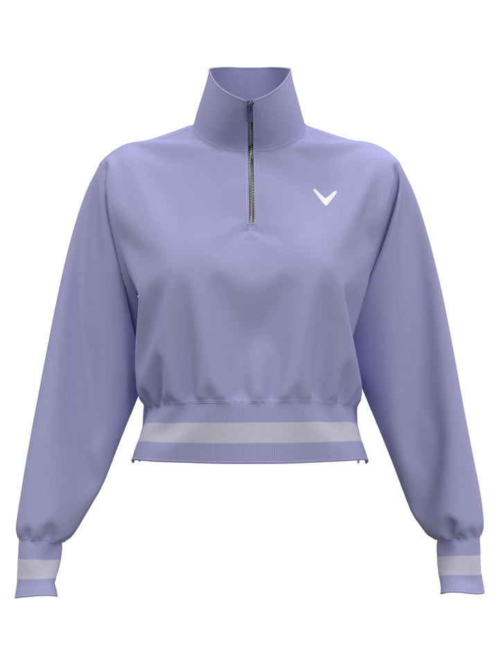 Lightweight Cropped 1/4 Zip Golf Shirt with Side Slits (Spring Lavender) 