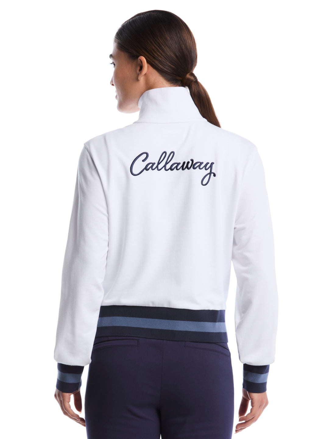Lightweight Cropped 1/4 Zip Golf Shirt with Side Slits (Brilliant White) 