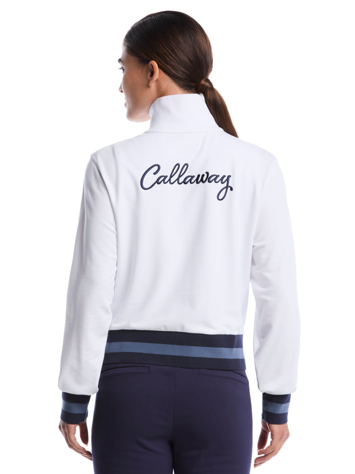 Lightweight Cropped 1/4 Zip Golf Shirt with Side Slits (Brilliant White) 