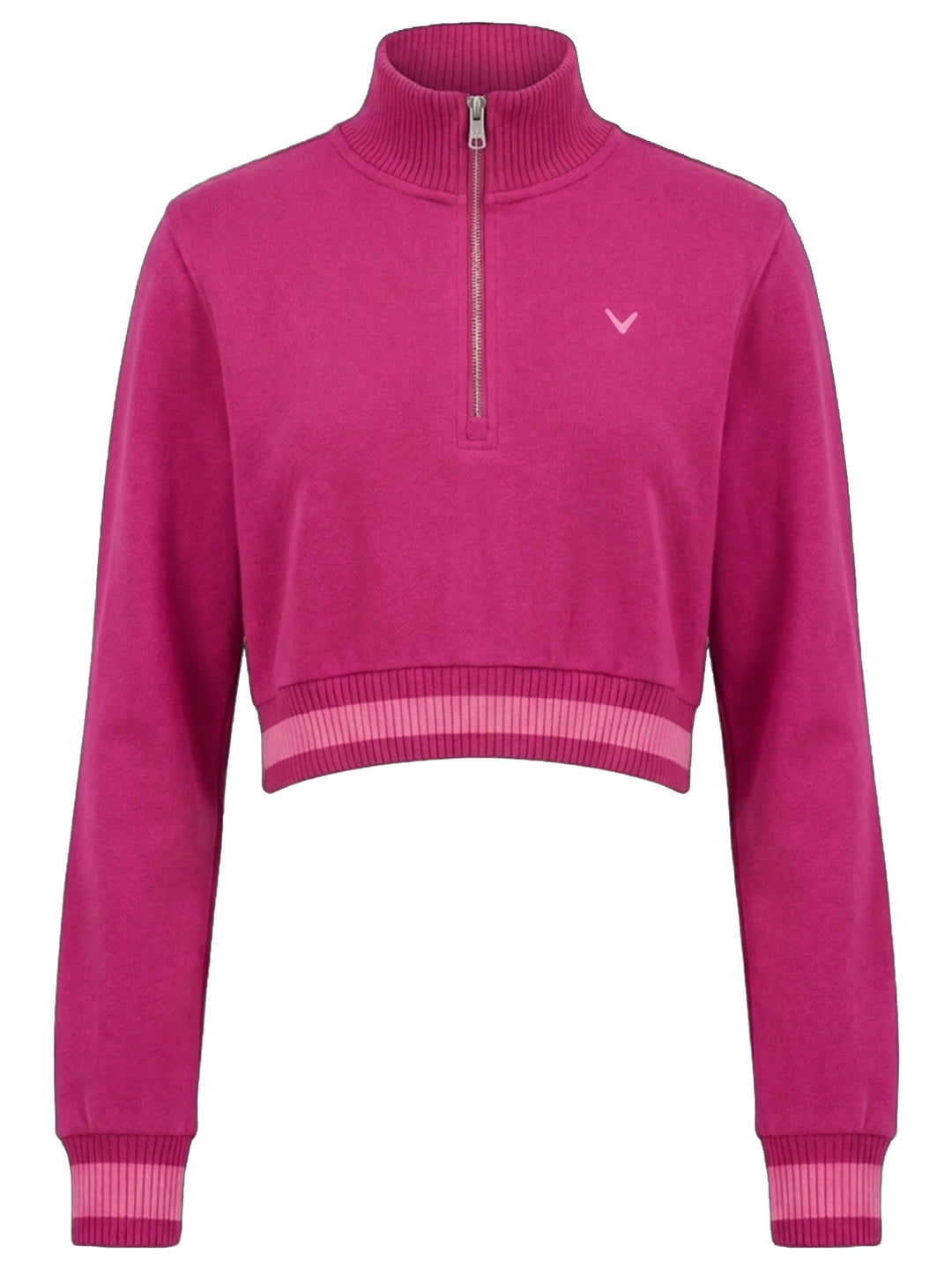 Womens Lightweight Cropped Quarter Zip Golf Shirt-Jackets-Fuchsia Purple-XS-Callaway