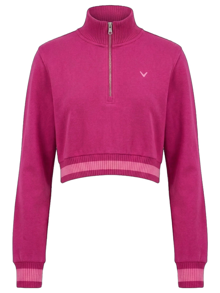 Womens Lightweight Cropped Quarter Zip Golf Shirt-Jackets-Fuchsia Purple-XS-Callaway
