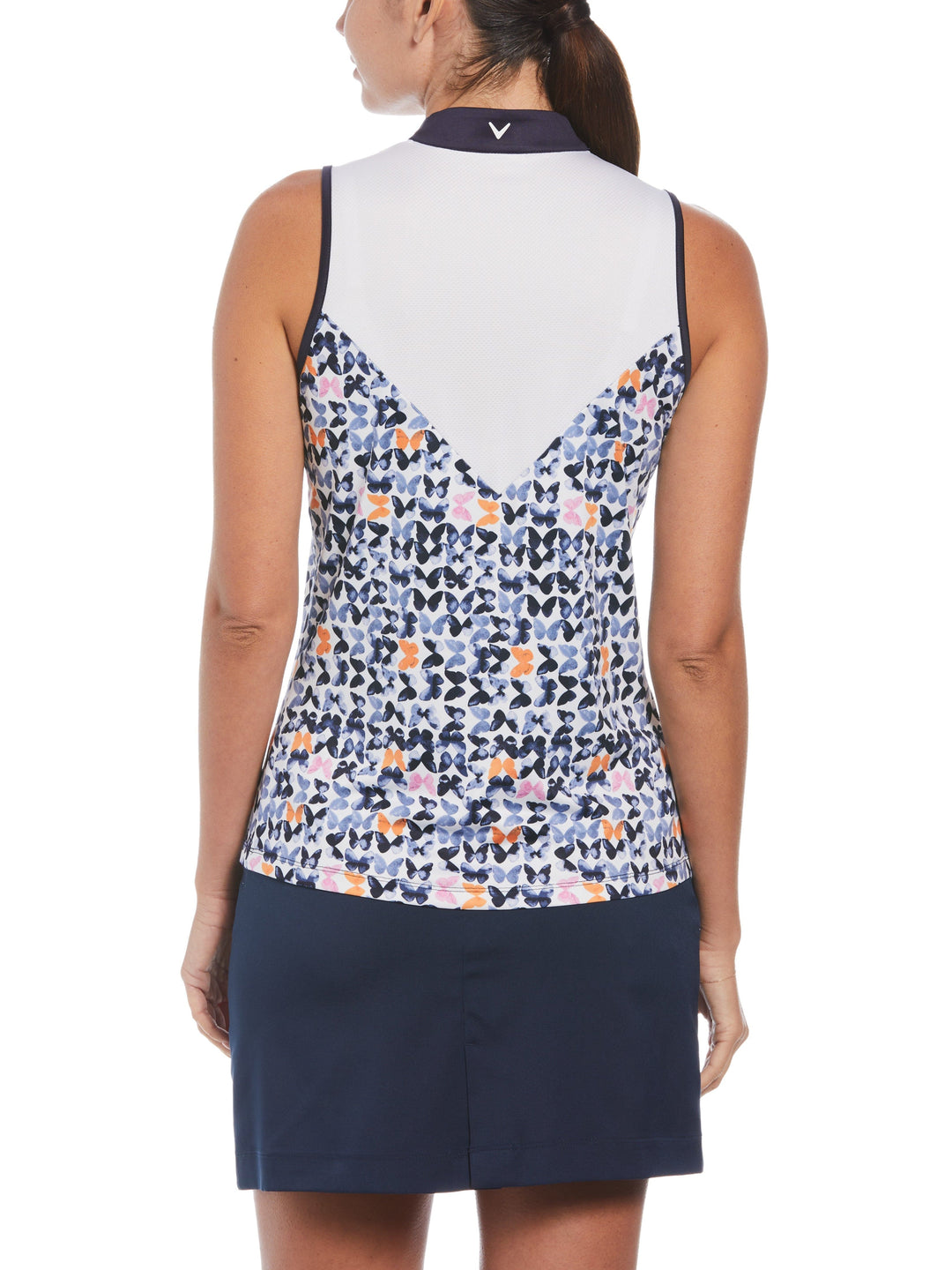 Metamorphosis Butterfly Pattern Golf Polo (Brilliant White) 