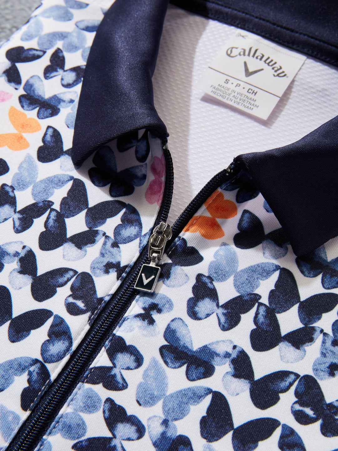 Metamorphosis Butterfly Pattern Golf Polo (Brilliant White) 