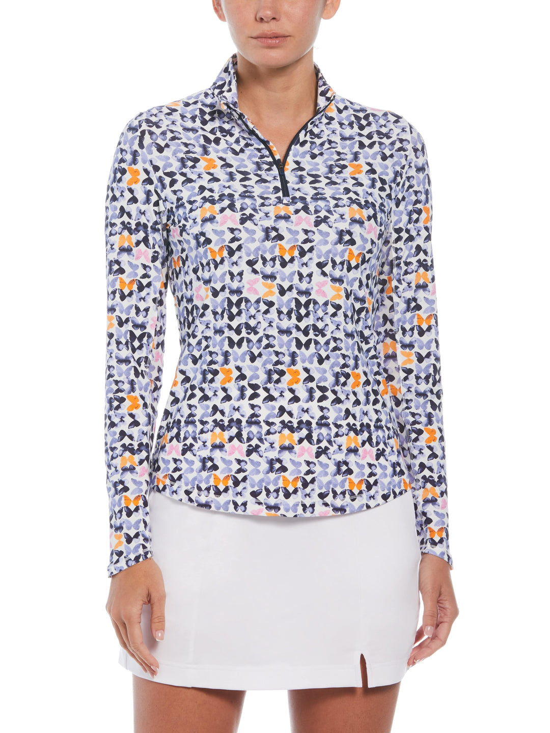 Metamorphosis Butterfly Print Golf Shirt (Brilliant White) 