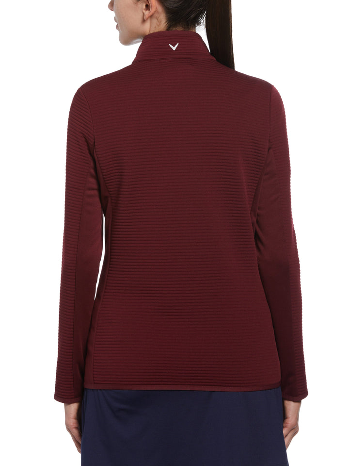Women's MID WEIGHT OTTOMAN QUILTED FLEECE 1/4 ZIP JACKET (Tawny Port) 