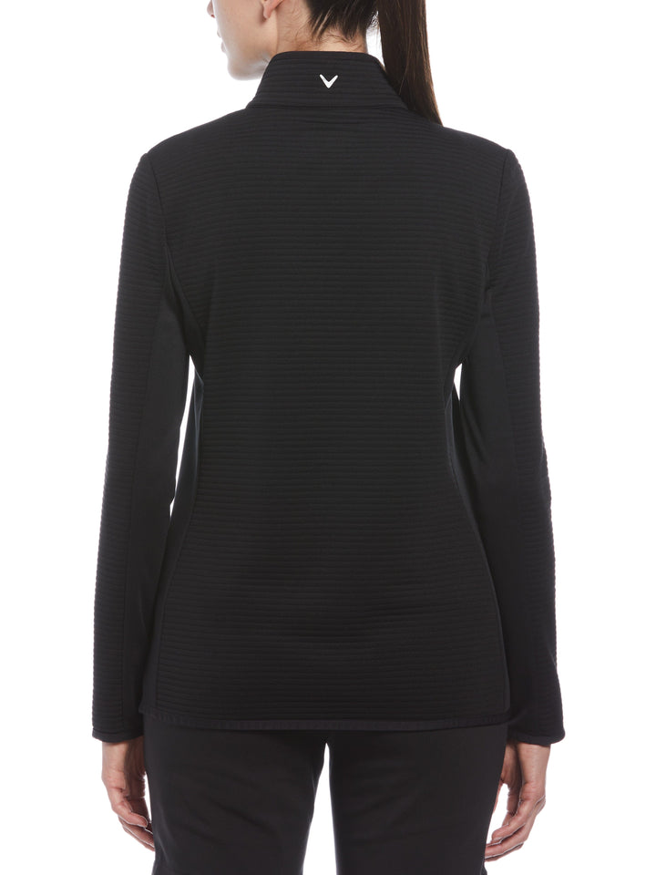 Women's MID WEIGHT OTTOMAN QUILTED FLEECE 1/4 ZIP JACKET (Caviar) 