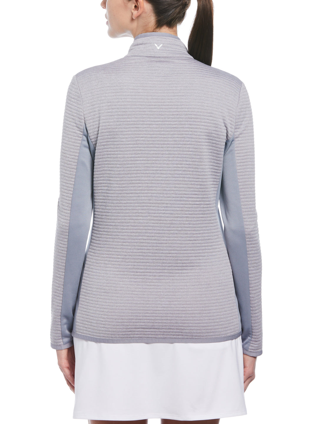 Womens Mid Weight Ottoman Quilted Fleece 1/4 Zip Sweater (Lt Tradewinds Htr) 