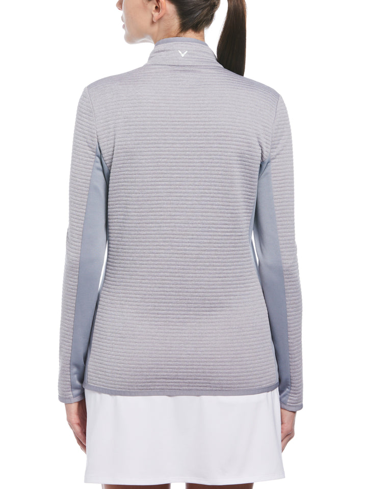 Womens Mid Weight Ottoman Quilted Fleece 1/4 Zip Sweater (Lt Tradewinds Htr) 