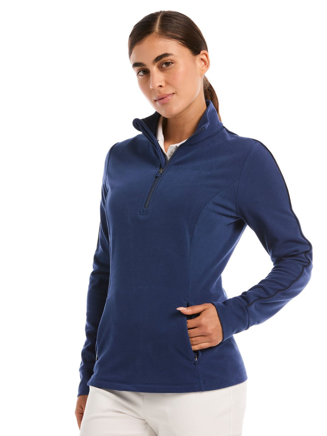 Womens Midweight Textured Half Zip-Jackets-Blue Depths Heather-XS-Callaway