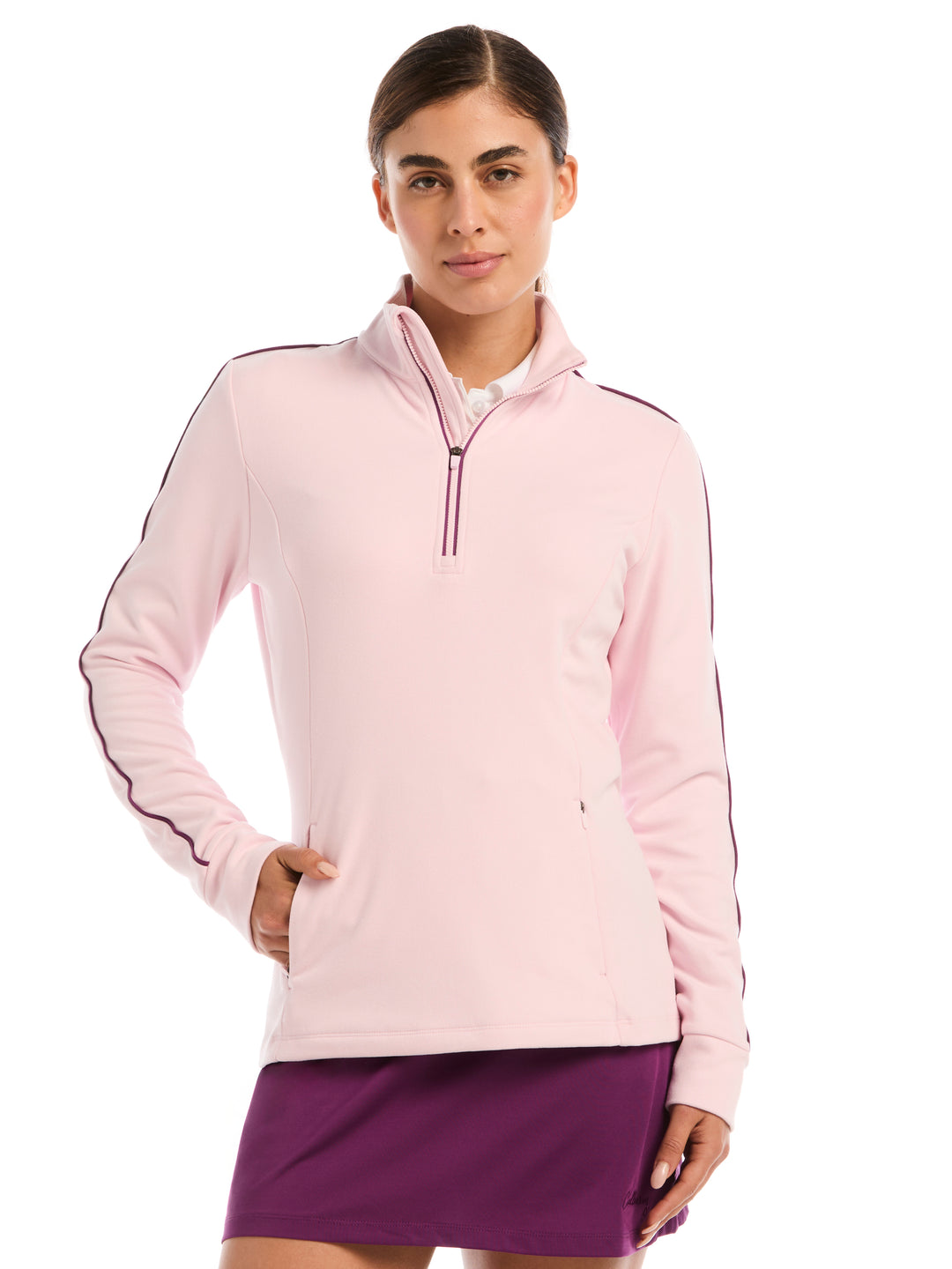 Womens Midweight Textured Half Zip-Jackets-Cherry Lilac Heather-XS-Callaway