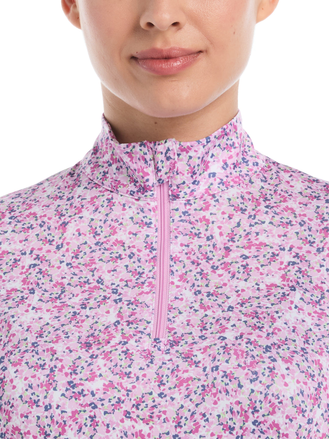 Womens Mini Floral Printed Polo (Orchid) 