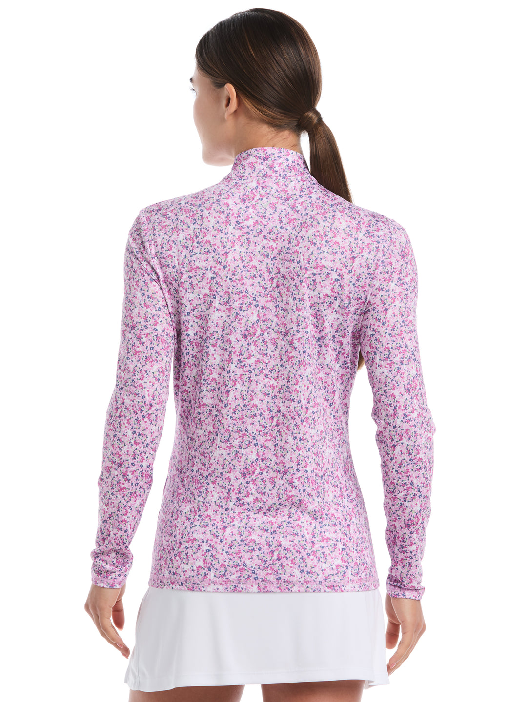 Womens Mini Floral Printed Polo (Orchid) 
