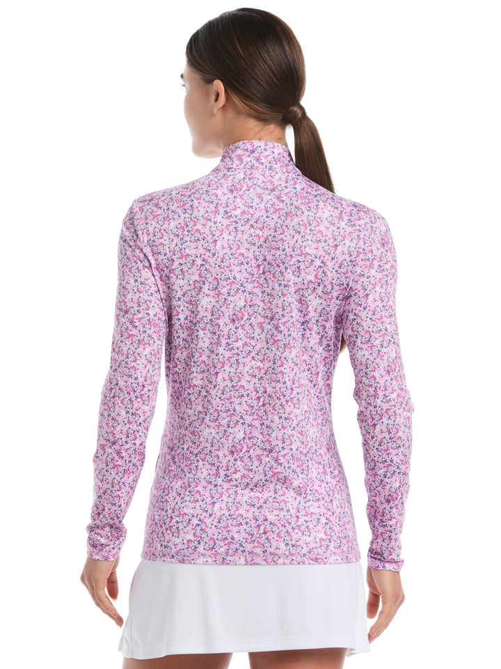 Womens Mini Floral Printed Polo (Orchid) 
