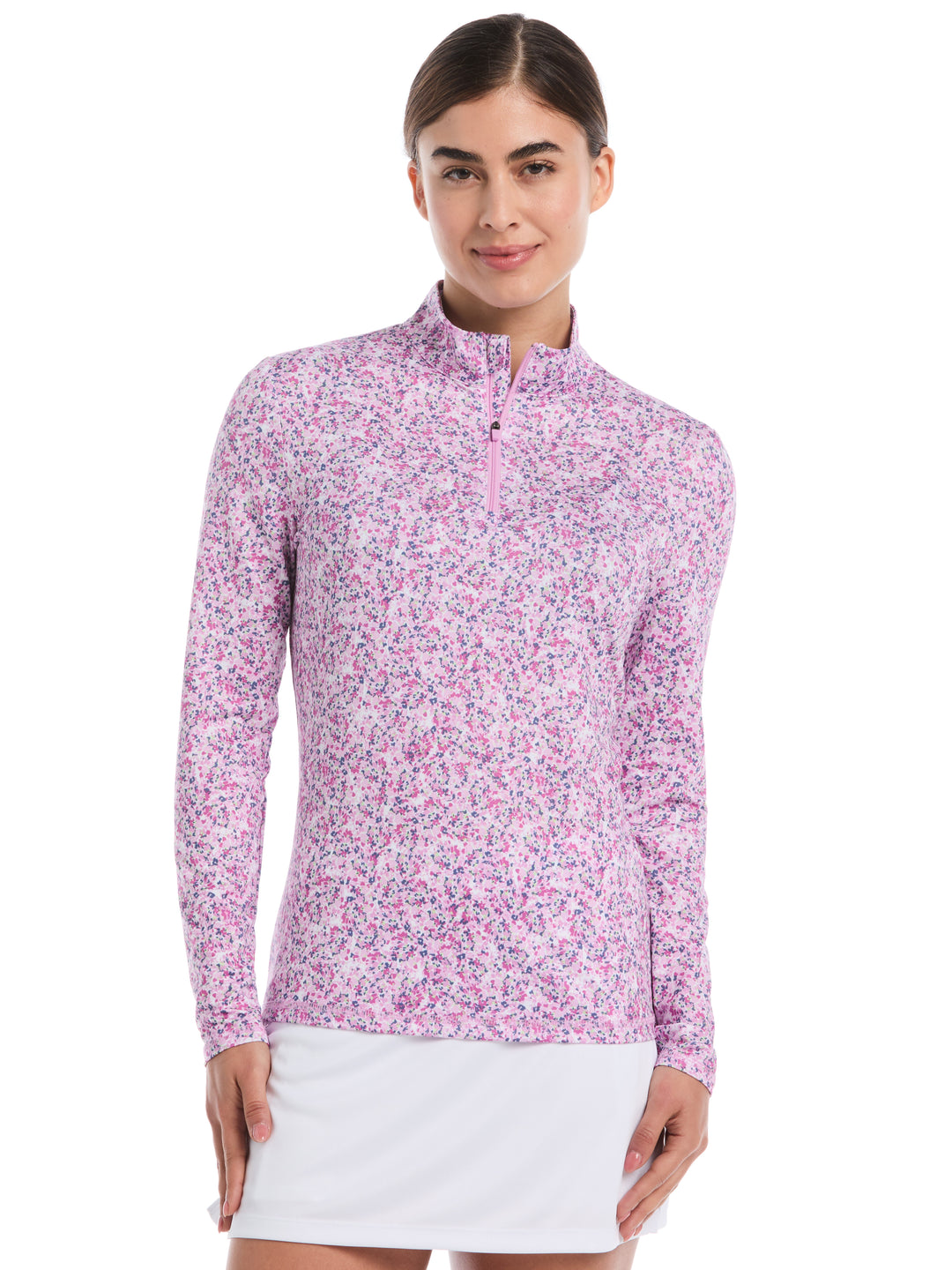 Womens Mini Floral Printed Polo (Orchid) 