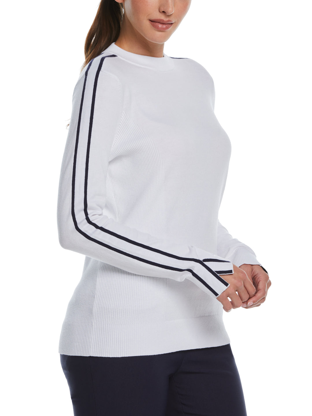 Swing Tech™ Striped Sweater (Bright White) 