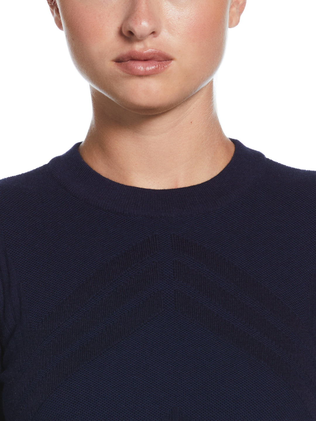 Womens Multi-Stitch Chevron Sweater with Tipping (Peacoat) 