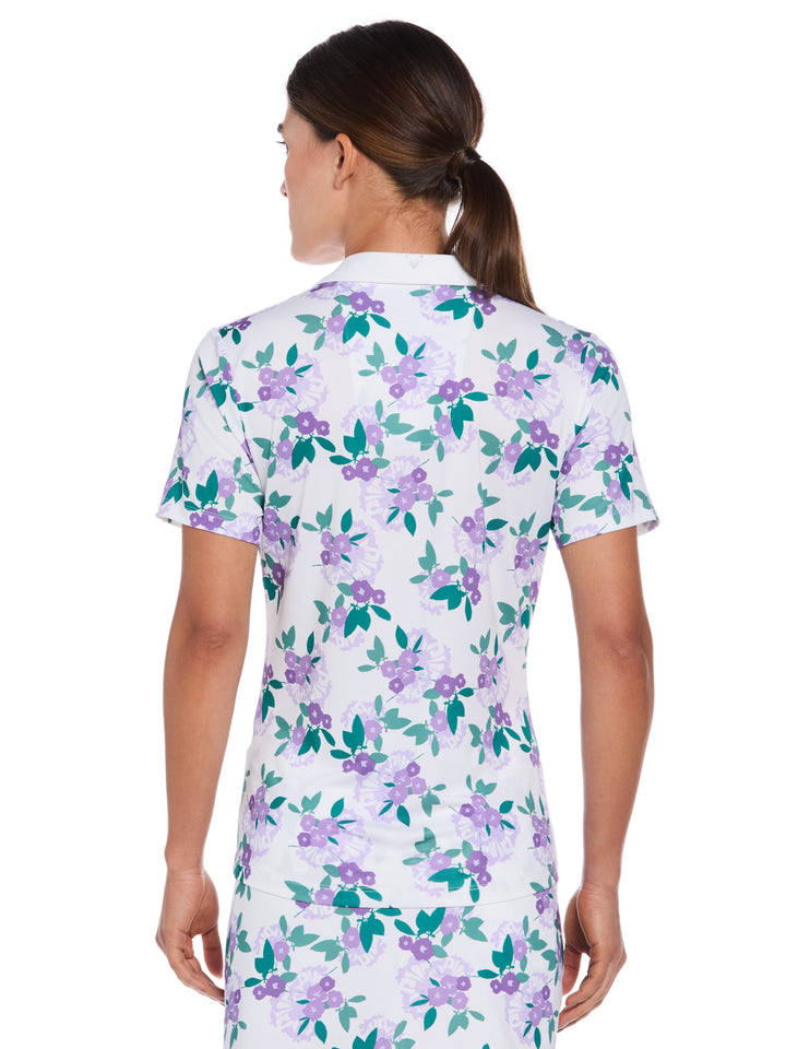 Women's Open Floral Print Golf Polo (Pastel Lilac) 
