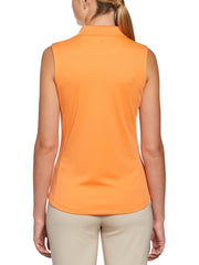 Sleeveless Solid Knit Polo Top (Nectarine) 