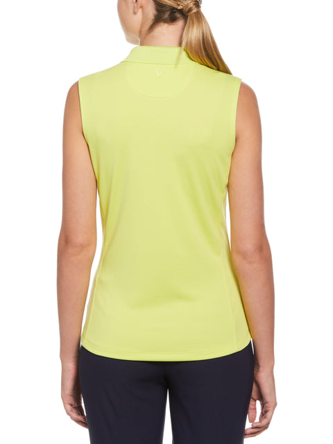 Sleeveless Solid Knit Polo Top (Limeade) 
