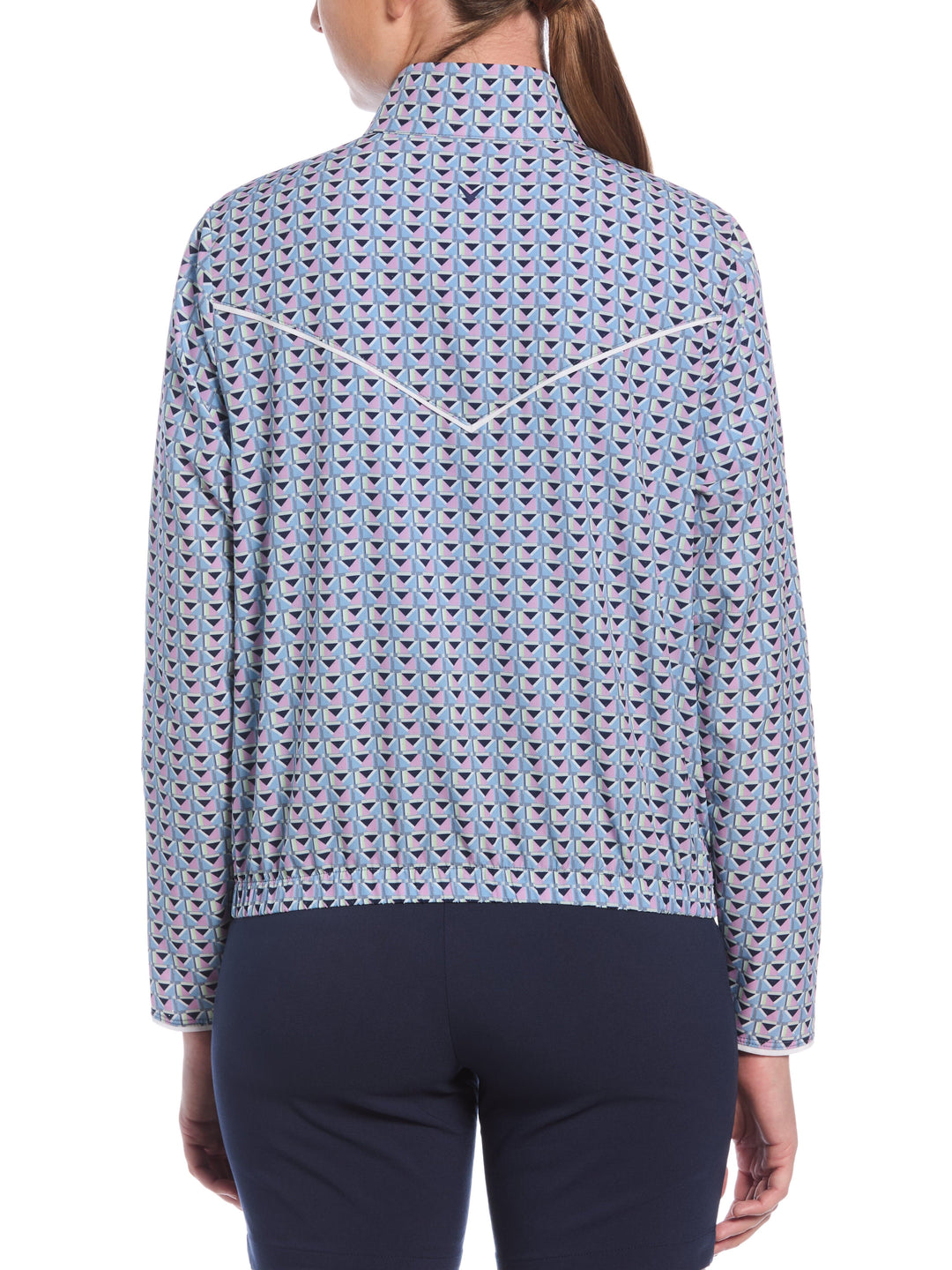 Mens Perforated Woven Cropped 1/4 Zip (Flint Stone) 