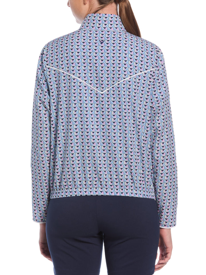 Mens Perforated Woven Cropped 1/4 Zip (Flint Stone) 