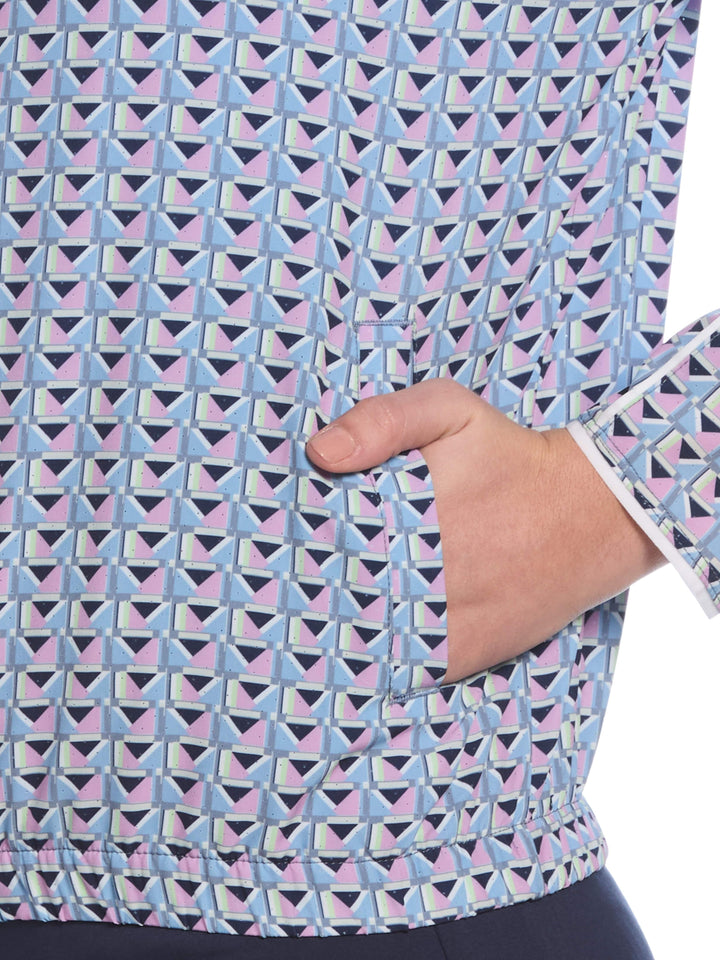 Mens Perforated Woven Cropped 1/4 Zip (Flint Stone) 