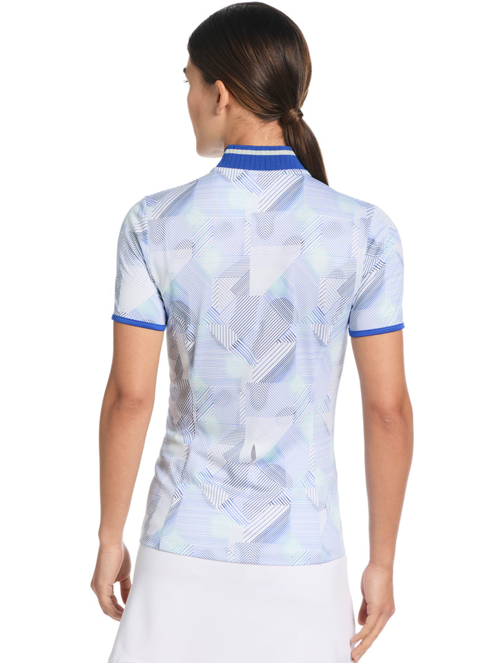 Women's 1/4 Zip Rib Collar Golf Shirt (Brilliant White) 