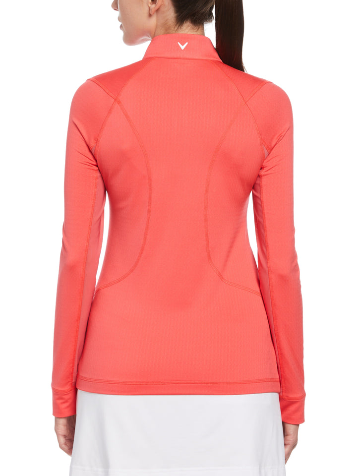 1/4 Zip Seams Long Sleeve Top (Paradise Pink) 