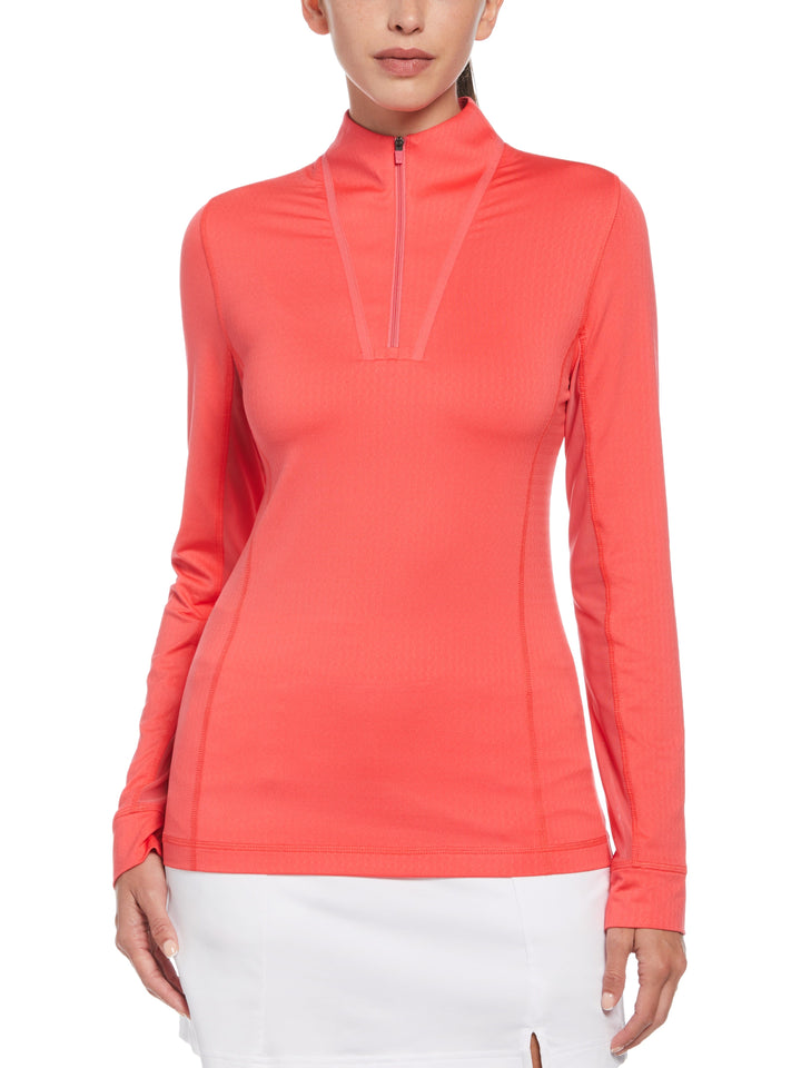 1/4 Zip Seams Long Sleeve Top (Paradise Pink) 