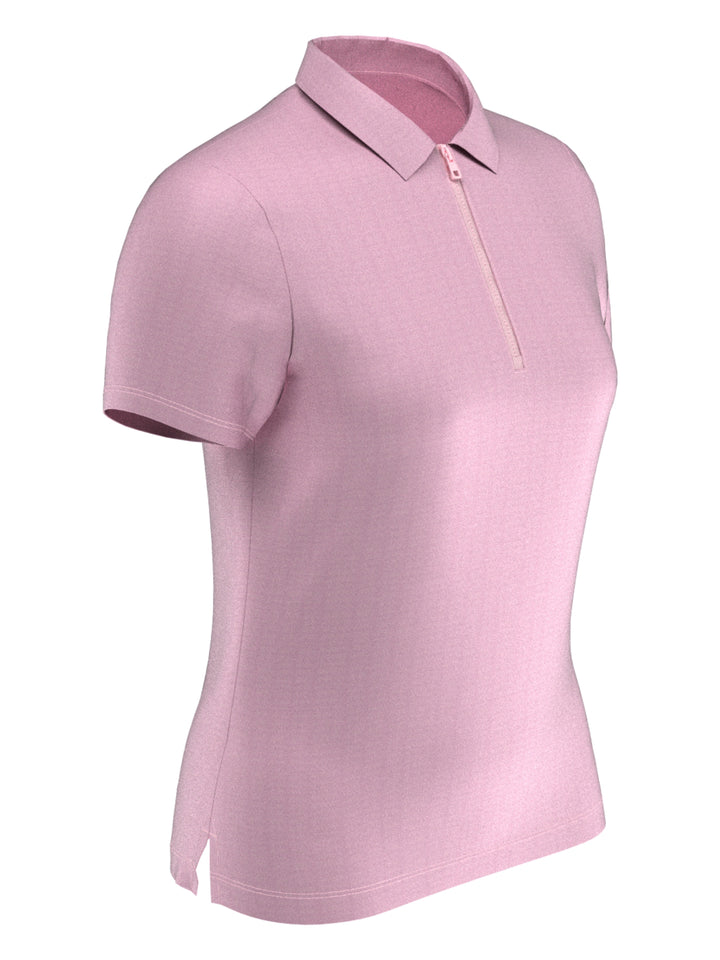 Quarter Zip Short Sleeve Heather Golf Polo Shirt (Sunset Pink Htr) 