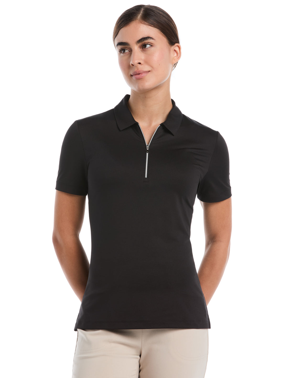 1/4 Zip Solid Golf Polo (Caviar) 